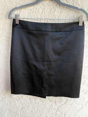 bebe Sz 4 Black Lined Mini Women's Skirt  Zip Back Sexy Pleated Waistband Glam